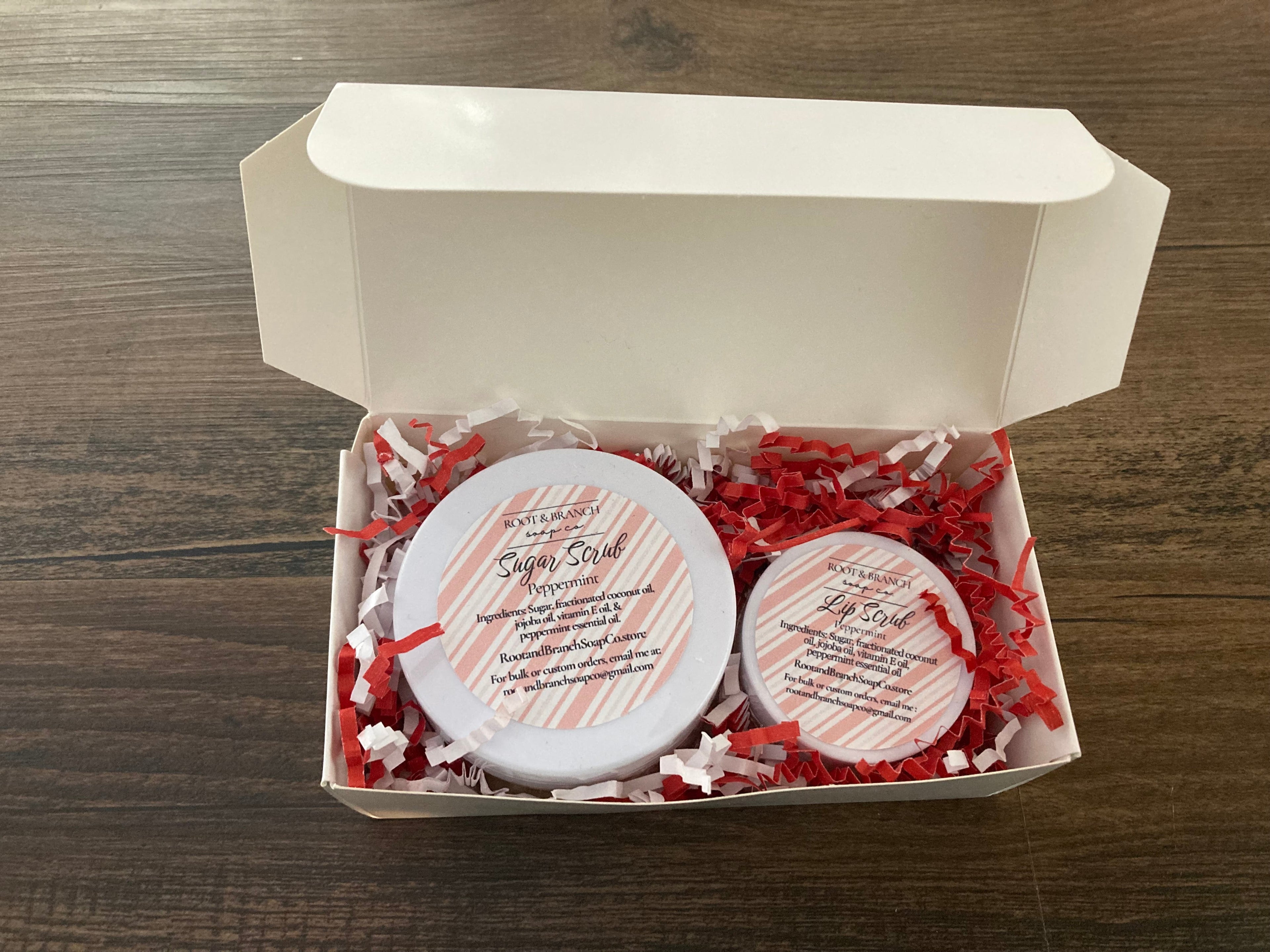 Sugar Scrub 4 oz, Bath Salts 4 oz - Christmas Bath Gift Set, 2 items