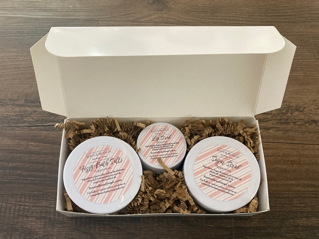 Sugar Scrub 4 oz, Bath Salts 4 oz - Christmas Bath Gift Set, 2 items