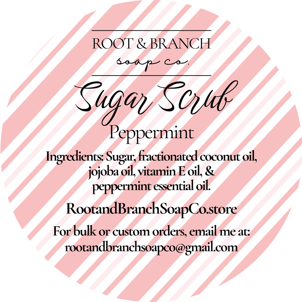 Sugar Scrub 4 oz- Peppermint, Vanilla Mint, red, white, green, Christmas gift, Stocking Stuffer