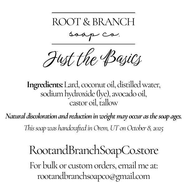 Just the Basics Soap with Tallow, no color or scent